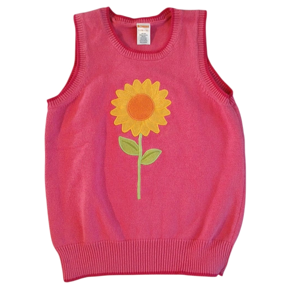 Gymboree Embroided‎ Sunflower Knitted Pink Sweater Vest L(10/12)